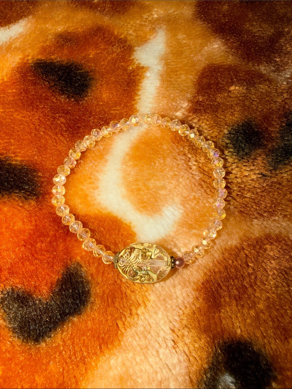 Gold Accent Aurora Beaded Stretch Bracelet - Women Jewelry